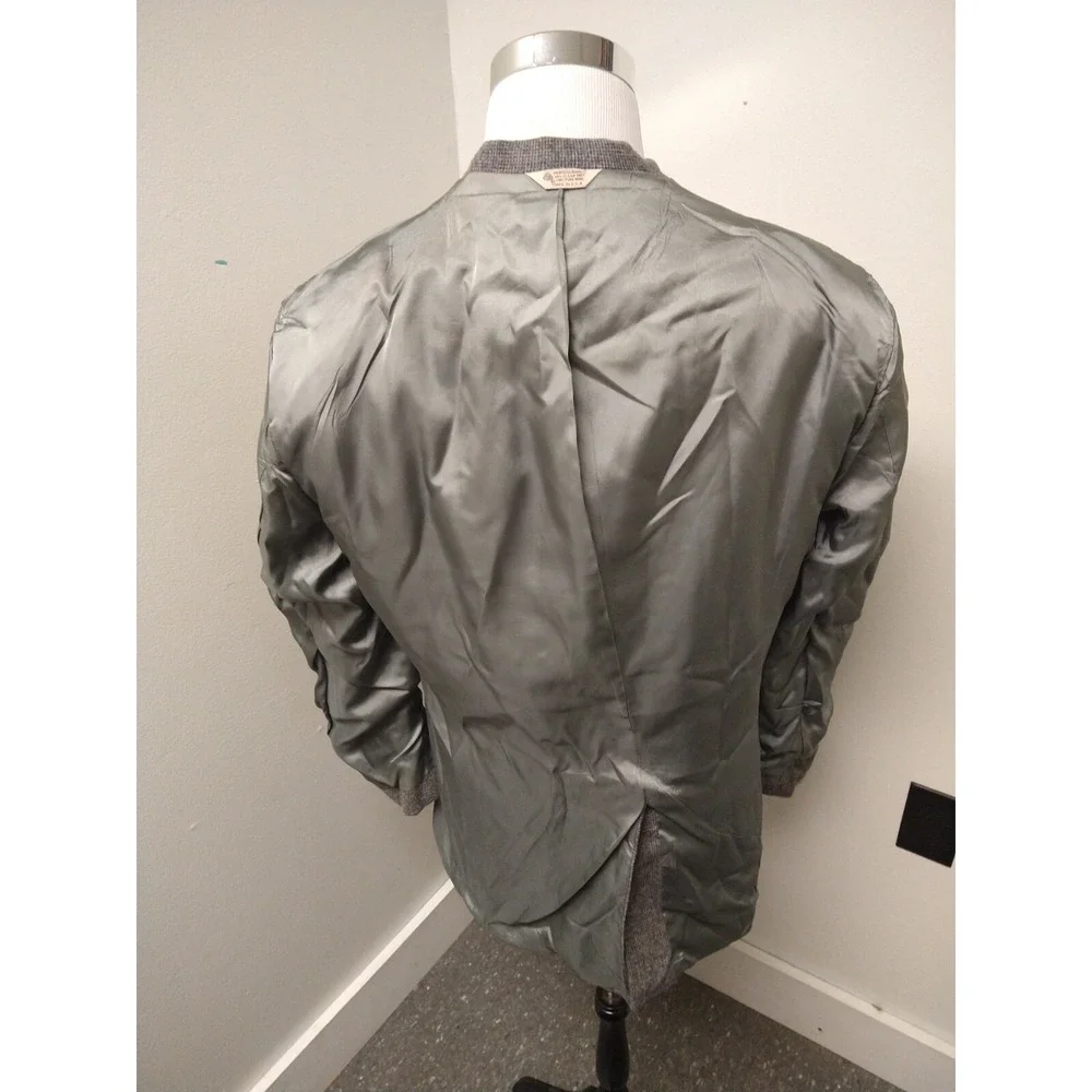Hunt Valley Vintage Men's 44R Tweed Elbow Patches Gray Wool Blazer Jacket Coat